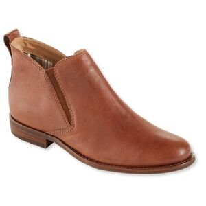 L.L Bean Westport Slip-On Brown Leather Ankle Boots Women's Size 9 Spring Travel